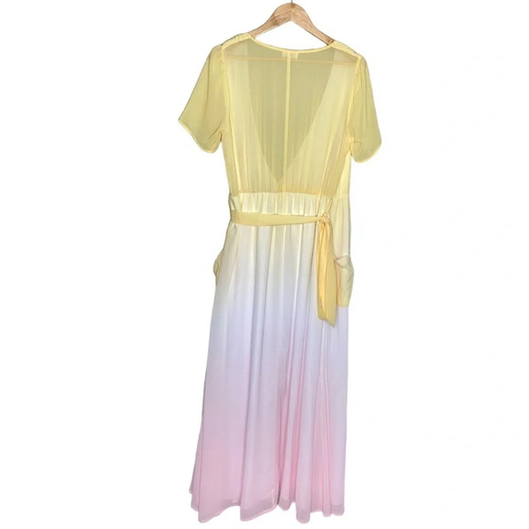 🌟NEW Revolve LPA The Label Yellow Pink Maxi Wrap Dress 530 in Ombre Size Medium - Picture 10 of 12